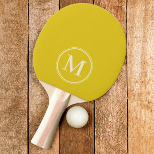 Monogramm einfarbig dunkle Zitronenfarbe Tischtennis Schläger
