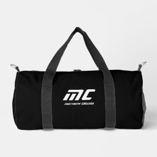 Monogramm einfarbig schwarzer Name Text einfach fü Duffle Bag