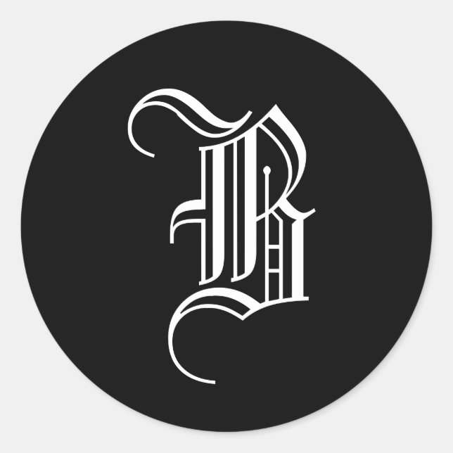Monogramm Einladungs-Siegel "B" Old English Style Runder Aufkleber (Vorderseite)