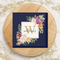 Monogramm Eleganfarbene Rose Floral Botanisch