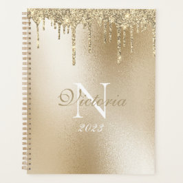 Monogramm-Elegant aus Gold-Metallic-Glitzer-Tropfe Planer