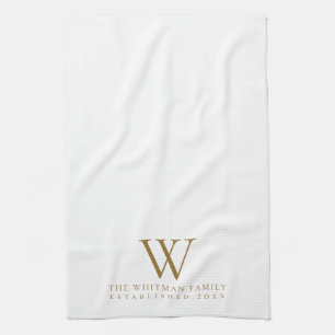 Monogramm Elegant Gold Elfenbeinküche Geschirrtuch