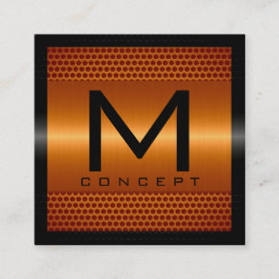Monogramm Elegant Modernes Metallisches Orange Quadratische Visitenkarte