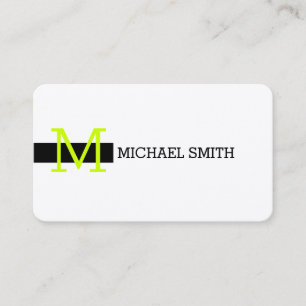 Monogramm Elegant Modernes Weiß und Schwarz Visitenkarte