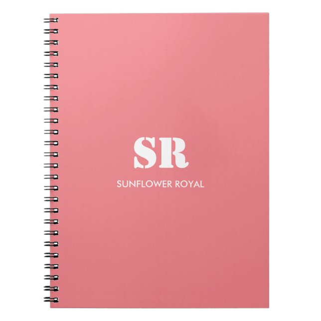 Monogramm Elegant Rosa Minimal Notizblock (Vorderseite)
