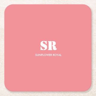 Monogramm Elegant Rosa Minimal Rechteckiger Pappuntersetzer