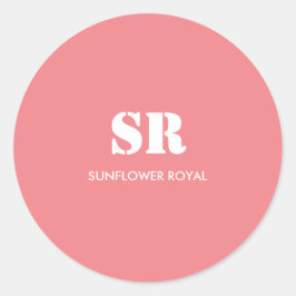 Monogramm Elegant Rosa Minimal Runder Aufkleber