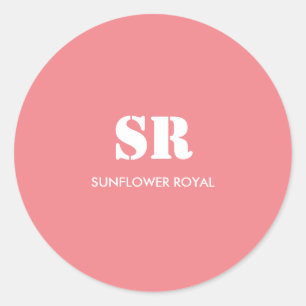 Monogramm Elegant Rosa Minimal Runder Aufkleber