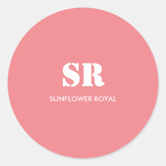 Monogramm Elegant Rosa Minimal Runder Aufkleber