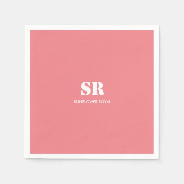 Monogramm Elegant Rosa Minimal Serviette (Vorderseite)