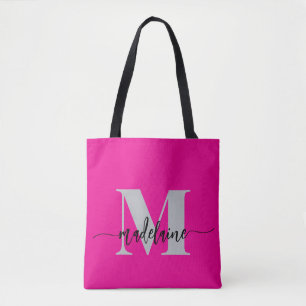 Monogramm Elegant Rosa Schwarz Tasche
