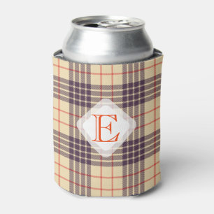 Monogramm, elegant schottisch-beige, karierter Tar Dosenkühler