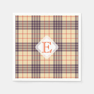 Monogramm, elegant schottisch-beige, karierter Tar Serviette