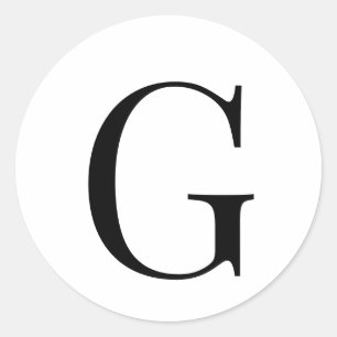 Monogramm Elegant Schwarz auf Weiß Runder Aufkleber