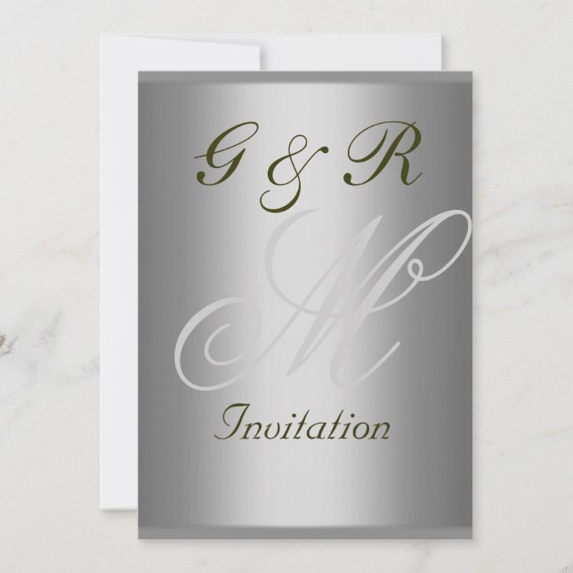 Monogramm Elegant und einfache Einladung zum Hochz (Vorderseite)
