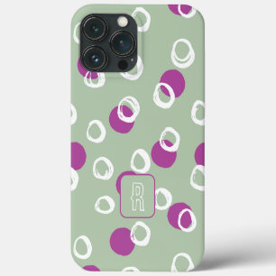 Monogramm Elegante Abstracts Salbei-Kreis-Muster Case-Mate iPhone Hülle