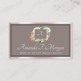 Monogramm Elegante Ernennung Rose Blumenrahmen Visitenkarte