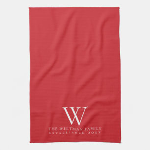 Monogramm Elegante Flammenspalte Rot Geschirrtuch