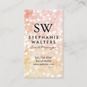 Monogramm Elegante Glamour Glitter Visitenkarte