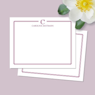 Monogramm Elegante marine Weinrand Briefpapier Mitteilungskarte