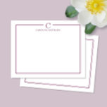 Monogramm Elegante Maronenwein-Rahmen Briefpapier Mitteilungskarte<br><div class="desc">Dieses Design verfügt über einen dünnen doppelten Rahmen mit Platz für ein Monogramm und einen Namen und ein passendes Rückendesign. Klicken Sie auf die Schaltfläche "Anpassen", wenn Sie die Designelemente anpassen und/oder den Text weiter ändern möchten! Variationen dieses Designs, zusätzliche Farben sowie passende Produkte sind in unserem Shop erhältlich, zazzle.com/store/doodlelulu....</div>
