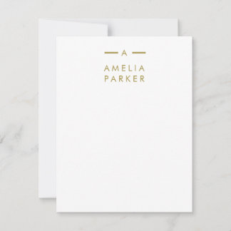 Monogramm Elegante Minimalistische Weiße Flache No Mitteilungskarte