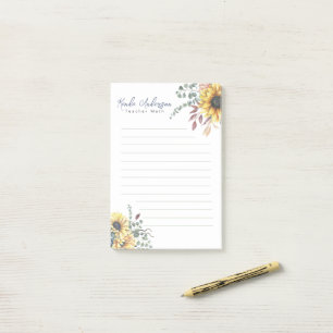 Monogramm Elegante Rustikale Sonnenblumen Mathe-Le Post-it Klebezettel