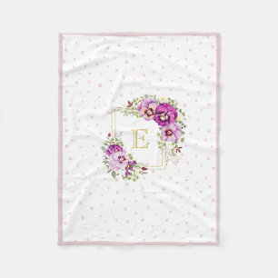 Monogramm Elegante Vintage, florale Lila Stiefmütt Fleecedecke