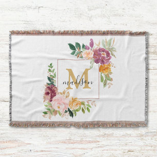 Monogramm Elegante Wasserfarbe-Rose Botanisch Flor Decke