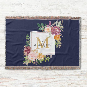 Monogramm Elegante Wasserfarbe-Rosen Floral Botani Decke