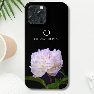 Monogramm Elegante Weiße Pfingstrose mit Namen Case-Mate iPhone Hülle