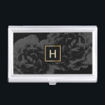 Monogramm-eleganter dunkler Blumenschönheits-Salon Visitenkarten Etui<br><div class="desc">Monogramm-eleganter dunkler Blumenschönheits-Salon-Visitenkarte-Halter.</div>