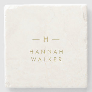 Monogramm   Eleganter Minimalistischer Marmor Steinuntersetzer