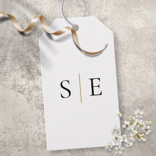 Monogramm Elegantes Gold Schwarz Minimalistisch Geschenkanhänger