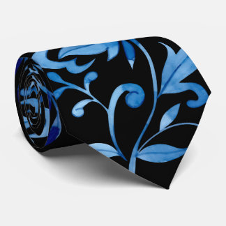 Monogramm Elegantes Vintage Blaues Blumenmuster Krawatte