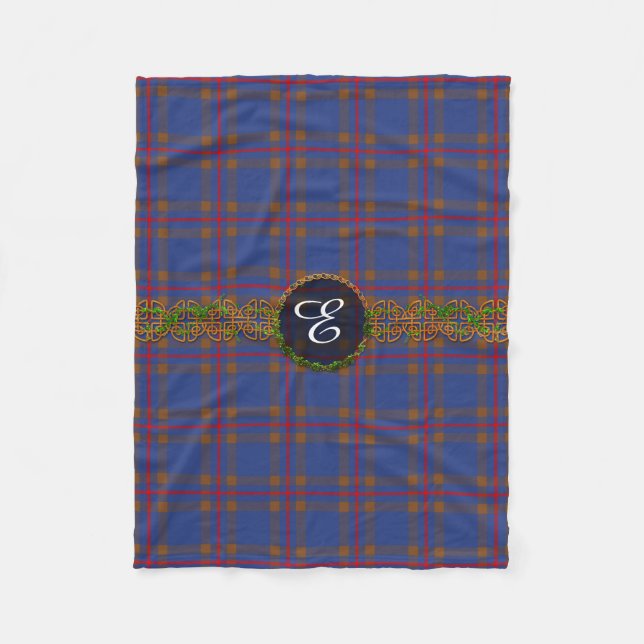 Monogramm Elliot Tartan Fleecedecke (Vorderseite)