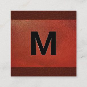 Monogramm Emboss Lettern Red Leather Quadratische Visitenkarte