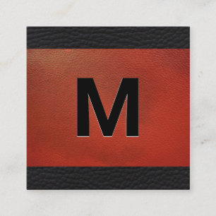 Monogramm Emboss Lettern Red Leather Quadratische Visitenkarte