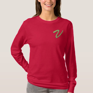 Monogramm Embroidery Letter V Initial Besticktes Langarmshirt