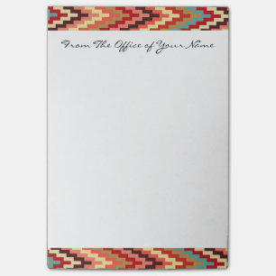 Monogramm Erdtöne Ikat Chevron Zick-Zack-Muster Post-it Klebezettel