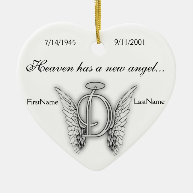 Monogramm-Erinnerungstribut-Verzierung D Keramik Ornament (Vorne)