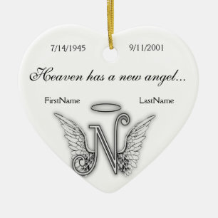 Monogramm-Erinnerungstribut-Verzierung N Keramik Ornament