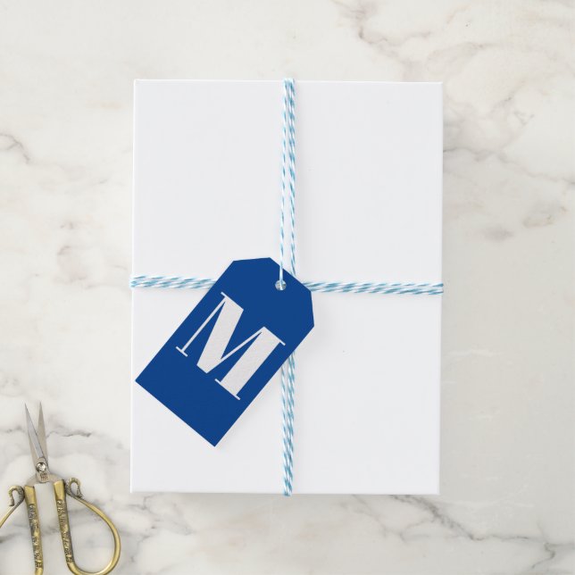 Monogramm Erstblau anpassen Geschenkanhänger (Mit Garn)
