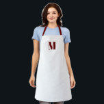 Monogramm Erstburgundy-Maroon weiß anpassen Schürze<br><div class="desc">Passen Sie Monogramm erste burgundy Mönchswein Weißwein Schürze Unisex. Erhältlich in vielen Größen. Geeignet für Köche,  Koch,  Keramik,  Keramiken,  Kunsthandwerk,  Küche,  Kochen,  Backen,  Grillen,  Grill,  Geschäfte und Geschäfte etc.</div>