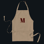 Monogramm Erstburgundy-Maroon weiß anpassen Schürze<br><div class="desc">Anpassen der Monogramm-Initial-Bordeaux-Schürze für weiße Erwachsene</div>