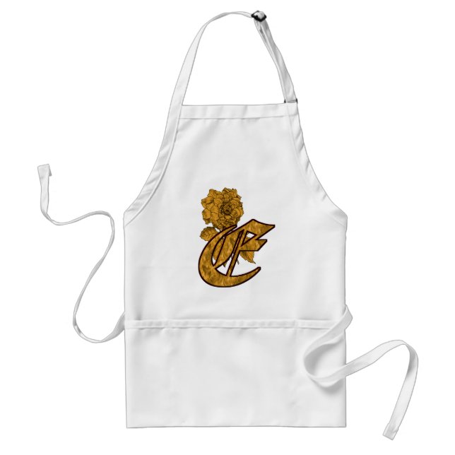 Monogramm erste E Gold Peony Schürze (Vorne)