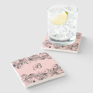 Monogramm erste Floral-Blüh-Trinkkissen Steinuntersetzer