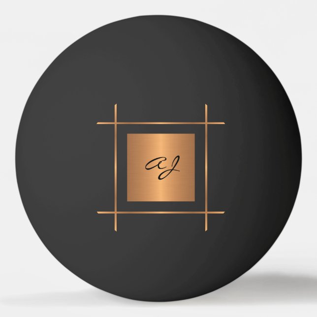 Monogramm erste Goldtypografie-Skript schwarz Tischtennisball (Vorderseite)