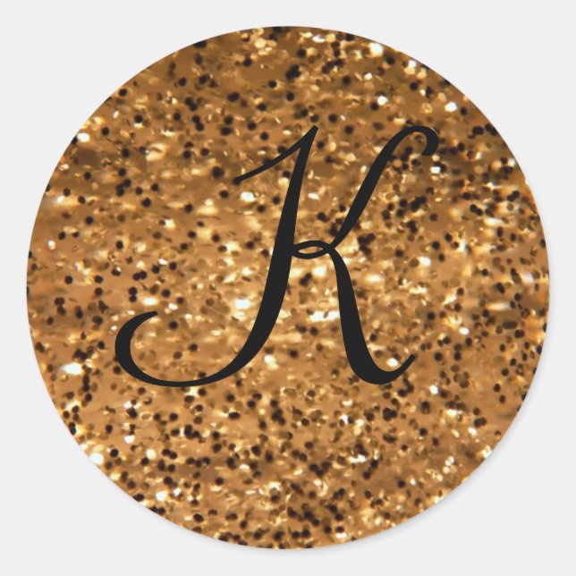 Monogramm erste Goldvorlage Runder Aufkleber (Vorderseite)