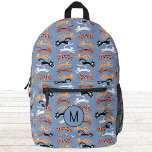Monogramm erste Kitty Cat Personalisiert Bedruckter Rucksack<br><div class="desc">Viele liebliche Katzen für Tierfreunde. Originelle Kunst von Nic Squirrell. Ändern Sie das Monogramm zuerst,  um es zu personalisieren.</div>